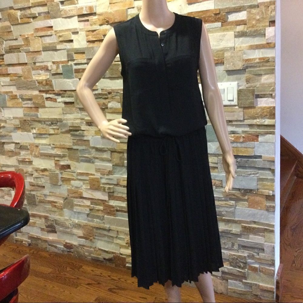 VINCE Black Pleat Skirt Dress